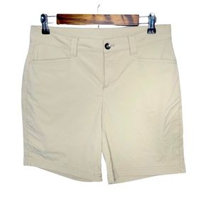 Eddie Bauer Nylon High-Rise Tan Flat Front Shorts Size 8